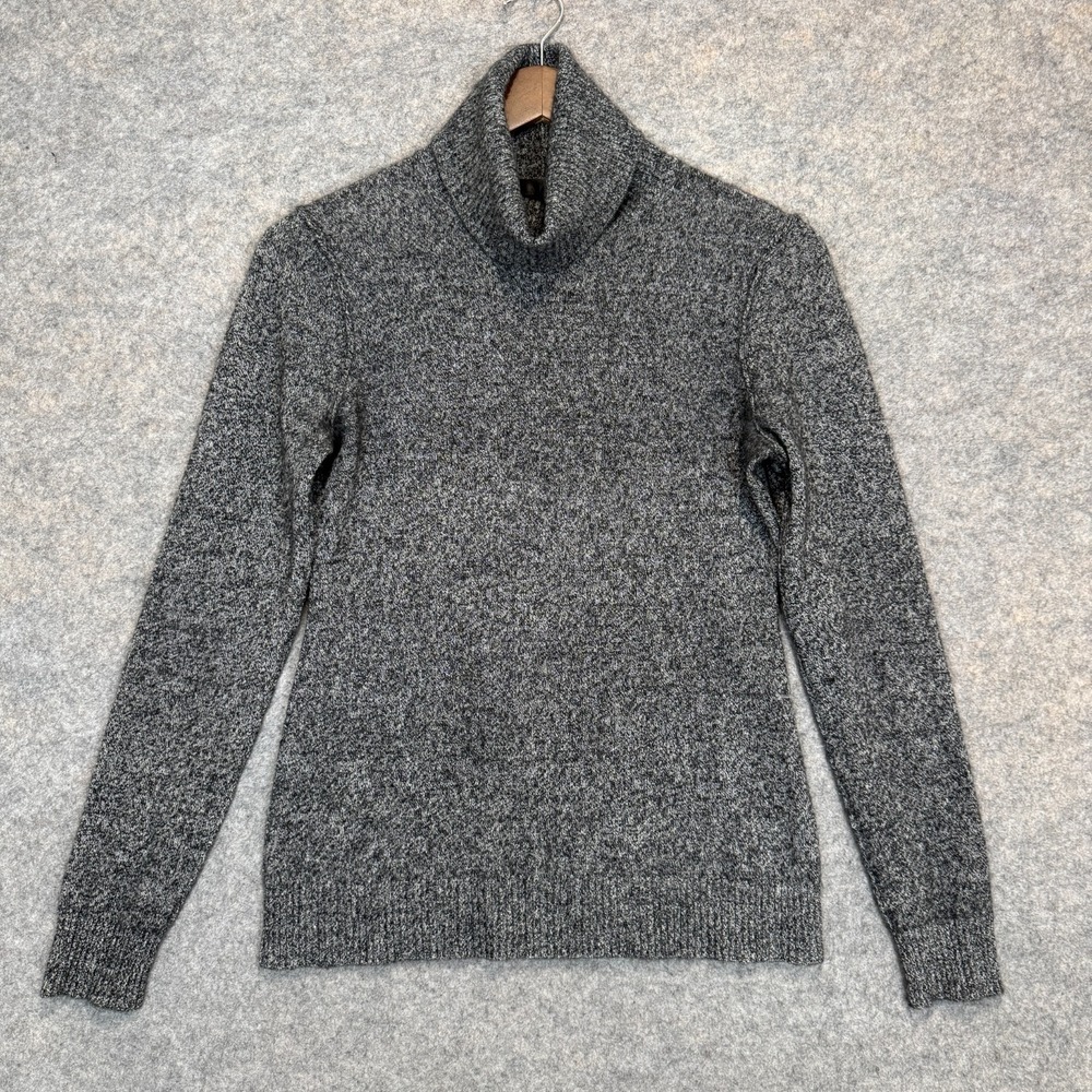 Aqua 100% Cashmere Turtleneck Sweater Womens Small Dark Gray Marled Knit